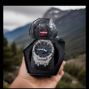 G-Shock Black and Silver Diamond Watch